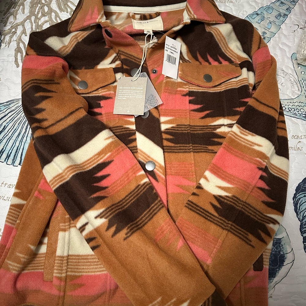 Thread & Supply Brown and Pink Teddy Jacket